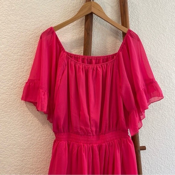 Endless Rose Chiffon Off the Shoulder Ruffle Tier Maxi Dress Size Medium - Picture 11 of 16